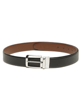 Load image into Gallery viewer, Teakwood Men's Premium Genuine Leather 2-in-1 Reversible Belt | Black &amp; Brown Crosshatch Textured Finish | Silver Classic Rounded Rectangular Pin Buckle | Adjustable 35 mm Dress Belt for Formal, Casual, Office &amp; Business Wear
