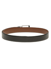 Load image into Gallery viewer, Teakwood Men's Premium Genuine Leather 2-in-1 Reversible Belt | Black &amp; Brown Crosshatch Textured Finish | Silver Classic Rounded Rectangular Pin Buckle | Adjustable 35 mm Dress Belt for Formal, Casual, Office &amp; Business Wear
