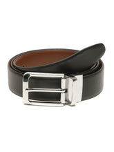 Load image into Gallery viewer, Teakwood Men's Premium Genuine Leather 2-in-1 Reversible Belt | Black &amp; Brown Crosshatch Textured Finish | Silver Classic Rounded Rectangular Pin Buckle | Adjustable 35 mm Dress Belt for Formal, Casual, Office &amp; Business Wear
