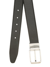 Load image into Gallery viewer, Teakwood Men's Premium Genuine Leather 2-in-1 Reversible Belt | Black &amp; Brown Crosshatch Textured Finish | Silver Classic Rounded Rectangular Pin Buckle | Adjustable 35 mm Dress Belt for Formal, Casual, Office &amp; Business Wear
