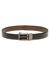 Load image into Gallery viewer, Teakwood Men's Premium Genuine Leather 2-in-1 Reversible Belt | Black &amp; Brown Pebble Grain Leather Finish | Nickel Black Rounded Rectangle Pin Buckle | Adjustable 35 mm Dress Belt for Formal, Casual, Office &amp; Business Wear
