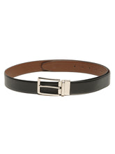 Load image into Gallery viewer, Teakwood Men's Premium Genuine Leather 2-in-1 Reversible Belt | Black &amp; Brown Crosshatch Textured Finish | Silver Linear Pin Buckle | Adjustable 35 mm Dress Belt for Formal, Casual, Office &amp; Business Wear
