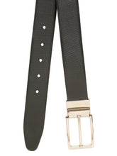 Load image into Gallery viewer, Teakwood Men's Premium Genuine Leather 2-in-1 Reversible Belt | Black &amp; Brown Crosshatch Textured Finish | Silver Linear Pin Buckle | Adjustable 35 mm Dress Belt for Formal, Casual, Office &amp; Business Wear
