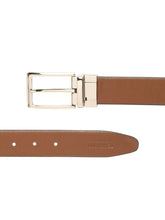 Load image into Gallery viewer, Teakwood Men's Premium Genuine Leather 2-in-1 Reversible Belt | Black &amp; Brown Crosshatch Textured Finish | Silver Linear Pin Buckle | Adjustable 35 mm Dress Belt for Formal, Casual, Office &amp; Business Wear

