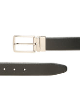 Load image into Gallery viewer, Teakwood Men's Premium Genuine Leather 2-in-1 Reversible Belt | Black &amp; Brown Crosshatch Textured Finish | Silver Contour Pin Buckle | Adjustable 35 mm Dress Belt for Formal, Casual, Office &amp; Business Wear
