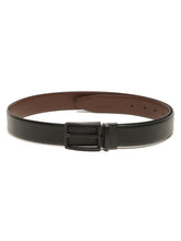 Load image into Gallery viewer, Teakwood Men's Premium Genuine Leather 2-in-1 Reversible Belt | Black &amp; Brown Natural Grain Leather Finish |Matte Black Linear Edge Pin Buckle | Adjustable 35 mm Dress Belt for Formal, Casual, Office &amp; Business Wear
