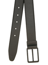 Load image into Gallery viewer, Teakwood Men's Premium Genuine Leather 2-in-1 Reversible Belt | Black &amp; Brown Crosshatch Textured Leather | Matte Black Rectangular Pin Buckle | Adjustable 35 mm Dress Belt for Formal, Casual, Office &amp; Business Wear

