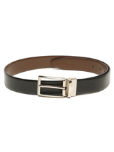 Load image into Gallery viewer, Teakwood Men's Premium Genuine Leather 2-in-1 Reversible Belt | Black &amp; Brown Pebble Grain Leather Finish | Silver Refined Slim Frame Pin Buckle | Adjustable 35 mm Dress Belt for Formal, Casual, Office &amp; Business Wear
