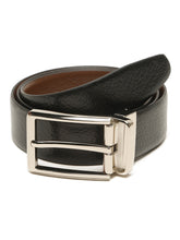 Load image into Gallery viewer, Teakwood Men's Premium Genuine Leather 2-in-1 Reversible Belt | Black &amp; Brown Pebble Grain Leather Finish | Silver Refined Slim Frame Pin Buckle | Adjustable 35 mm Dress Belt for Formal, Casual, Office &amp; Business Wear
