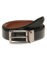 Load image into Gallery viewer, Teakwood Men's Premium Genuine Leather 2-in-1 Reversible Belt | Black &amp; Brown Fine Leather Finish |Nickle Black Linear Pin Buckle | Adjustable 35 mm Dress Belt for Formal, Casual, Office &amp; Business Wear
