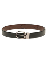 Load image into Gallery viewer, Teakwood Men's Premium Genuine Leather 2-in-1 Reversible Belt | Black &amp; Brown Crosshatch Textured Leather | Nickal Black Rectangular Pin Buckle | Adjustable 35 mm Dress Belt for Formal, Casual, Office &amp; Business Wear
