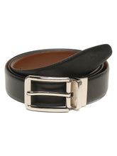 Load image into Gallery viewer, Teakwood Men's Premium Genuine Leather 2-in-1 Reversible Belt | Black &amp; Brown Natural Grain Leather Finish | Nickel Black Classic Edge Pin Buckle | Adjustable 35 mm Dress Belt for Formal, Casual, Office &amp; Business Wear
