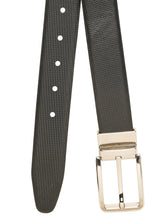 Load image into Gallery viewer, Teakwood Men's Premium Genuine Leather 2-in-1 Reversible Belt | Black &amp; Brown Natural Grain Leather Finish | Nickel Black Classic Edge Pin Buckle | Adjustable 35 mm Dress Belt for Formal, Casual, Office &amp; Business Wear

