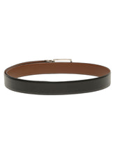 Load image into Gallery viewer, Teakwood Men's Premium Genuine Leather 2-in-1 Reversible Belt | Black &amp; Brown Crosshatch Textured Finish | Silver Vector Pin Buckle | Adjustable 35 mm Dress Belt for Formal, Casual, Office &amp; Business Wear
