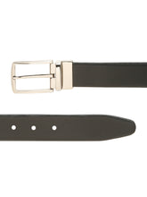 Load image into Gallery viewer, Teakwood Men's Premium Genuine Leather 2-in-1 Reversible Belt | Black &amp; Brown Crosshatch Textured Finish | Silver Vector Pin Buckle | Adjustable 35 mm Dress Belt for Formal, Casual, Office &amp; Business Wear
