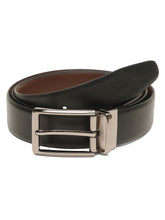 Load image into Gallery viewer, Teakwood Men's Premium Genuine Leather 2-in-1 Reversible Belt | Black &amp; Brown Natural Grain Leather Finish |Nickel Black Refined Slim Frame Pin Buckle | Adjustable 35 mm Dress Belt for Formal, Casual, Office &amp; Business Wear

