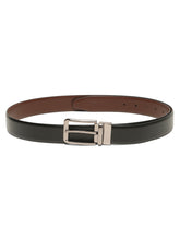 Load image into Gallery viewer, Teakwood Men's Premium Genuine Leather 2-in-1 Reversible Belt | Black &amp; Brown Natural Grain Leather Finish | Nickel Black Classic Edge Pin Buckle | Adjustable 35 mm Dress Belt for Formal, Casual, Office &amp; Business Wear
