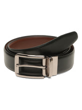 Load image into Gallery viewer, Teakwood Men's Premium Genuine Leather 2-in-1 Reversible Belt | Black &amp; Brown Natural Grain Leather Finish | Nickel Black Classic Edge Pin Buckle | Adjustable 35 mm Dress Belt for Formal, Casual, Office &amp; Business Wear
