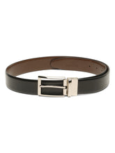 Load image into Gallery viewer, Teakwood Men's Premium Genuine Leather 2-in-1 Reversible Belt | Black &amp; Brown Natural Grain Leather Finish |Silver  Classic Tapered Pin Buckle | Adjustable 35 mm Dress Belt for Formal, Casual, Office &amp; Business Wear
