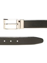 Load image into Gallery viewer, Teakwood Men's Premium Genuine Leather 2-in-1 Reversible Belt | Black &amp; Brown Natural Grain Leather Finish |Silver  Classic Tapered Pin Buckle | Adjustable 35 mm Dress Belt for Formal, Casual, Office &amp; Business Wear
