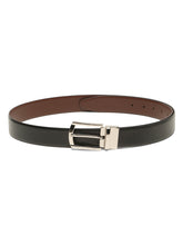 Load image into Gallery viewer, Teakwood Men's Premium Genuine Leather 2-in-1 Reversible Belt | Black &amp; Brown Natural Grain Leather Finish |Silver Classic Curved Pin Buckle | Adjustable 35 mm Dress Belt for Formal, Casual, Office &amp; Business Wear
