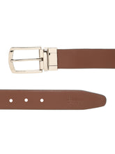 Load image into Gallery viewer, Teakwood Men's Premium Genuine Leather 2-in-1 Reversible Belt | Black &amp; Brown Natural Grain Leather Finish |Silver Classic Curved Pin Buckle | Adjustable 35 mm Dress Belt for Formal, Casual, Office &amp; Business Wear

