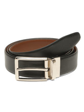 Load image into Gallery viewer, Teakwood Men's Premium Genuine Leather 2-in-1 Reversible Belt | Black &amp; Brown Crosshatch Textured Finish /Silver  Refined Slim Frame Pin Buckle | Adjustable 35 mm Dress Belt for Formal, Casual, Office &amp; Business Wear
