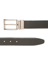 Load image into Gallery viewer, Teakwood Men's Premium Genuine Leather 2-in-1 Reversible Belt |  Black &amp; Brown Fine Leather Finish |  Nickle Black   Rounded Rectangular Pin Buckle | Adjustable 35 mm Dress Belt for Formal, Casual, Office &amp; Business Wear
