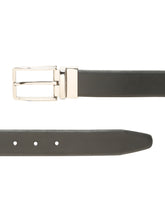 Load image into Gallery viewer, Teakwood Men's Premium Genuine Leather 2-in-1 Reversible Belt | Black &amp; Brown Natural Grain Leather Finish |Silver Linear Edge Pin Buckle | Adjustable 35 mm Dress Belt for Formal, Casual, Office &amp; Business Wear
