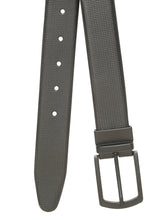 Load image into Gallery viewer, Teakwood Men's Premium Genuine Leather 2-in-1 Reversible Belt | Black &amp; Brown Crosshatch Textured Finish | Matte Black Classic Curved Pin Buckle | Adjustable 35 mm Dress Belt for Formal, Casual, Office &amp; Business Wear
