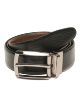 Load image into Gallery viewer, Teakwood Men's Premium Genuine Leather 2-in-1 Reversible Belt | Black &amp; Brown Crosshatch Textured Finish | Nickle Black Contour Pin Buckle | Adjustable 35 mm Dress Belt for Formal, Casual, Office &amp; Business Wear
