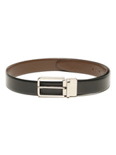 Load image into Gallery viewer, Teakwood Men's Premium Genuine Leather 2-in-1 Reversible Belt | Black &amp; Brown Natural Grain Leather Finish | Silver  Slim Frame Pin Buckle | Adjustable 35 mm Dress Belt for Formal, Casual, Office &amp; Business Wear
