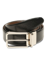 Load image into Gallery viewer, Teakwood Men's Premium Genuine Leather 2-in-1 Reversible Belt | Black &amp; Brown Natural Grain Leather Finish | Silver  Slim Frame Pin Buckle | Adjustable 35 mm Dress Belt for Formal, Casual, Office &amp; Business Wear
