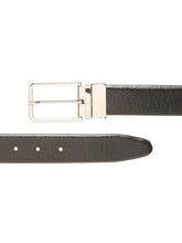 Load image into Gallery viewer, Teakwood Men's Premium Genuine Leather 2-in-1 Reversible Belt | Black &amp; Brown Natural Grain Leather Finish | Silver  Slim Frame Pin Buckle | Adjustable 35 mm Dress Belt for Formal, Casual, Office &amp; Business Wear

