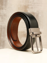 Load image into Gallery viewer, Teakwood Men's Premium Genuine Leather 2-in-1 Reversible Belt | Black &amp; Brown Fine Leather Finish |Nickle Black Radius Pin Buckle | Adjustable 35 mm Dress Belt for Formal, Casual, Office &amp; Business Wear
