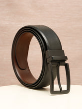 Load image into Gallery viewer, Teakwood Men's Premium Genuine Leather 2-in-1 Reversible Belt | Black &amp; Brown Dual-Sided Natural Grain Leather | Matte Black Rectangular Buckle | 35 mm Adjustable Belt for Formal, Casual &amp; Office Wear
