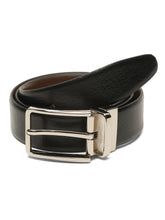 Load image into Gallery viewer, Teakwood Men's Premium Genuine Leather 2-in-1 Reversible Belt | Black &amp; Brown Pebble Grain Leather Finish | Silver Linear Edge Pin Buckle | Adjustable 35 mm Dress Belt for Formal, Casual, Office &amp; Business Wear
