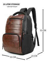 Load image into Gallery viewer, Teakwood Leathers Unisex 35L Laptop Backpack | Premium Vegan Leather | Fits Up to 18 Inch Laptop | Trolley Sleeve, 2 Main Compartments, 2 Front Zip Pockets &amp; Dual Bottle Holders | Travel, Office &amp; Business Backpack, Brown

