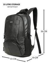 Load image into Gallery viewer, Teakwood Leathers Unisex 35L Laptop Backpack | Premium Vegan Leather | Fits Up to 18 Inch Laptop | Padded Laptop Compartment, Organizer Pockets &amp; Breathable Back Panel | Travel, Office &amp; Business Backpack, Black
