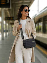 Load image into Gallery viewer, Teakwood Unisex Hard Shell Travel Organizer Crossbody Bag with Adjustable Shoulder Strap, Zipper Closure &amp; Dual Inner Pockets for Electronics and Accessories
