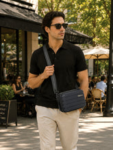 Load image into Gallery viewer, Teakwood Unisex Hard Shell Travel Organizer Crossbody Bag with Adjustable Shoulder Strap, Zipper Closure &amp; Dual Inner Pockets for Electronics and Accessories
