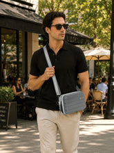Load image into Gallery viewer, Teakwood Unisex Hard Shell Travel Organizer Crossbody Bag with Adjustable Shoulder Strap, Zipper Closure &amp; Dual Inner Pockets for Electronics and Accessories
