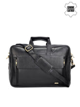 Load image into Gallery viewer, Teakwood Leather Unisex Black Genuine Leather Laptop Bag
