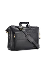 Load image into Gallery viewer, Teakwood Leather Unisex Black Genuine Leather Laptop Bag
