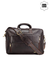 Load image into Gallery viewer, Teakwood Leather Unisex Brown Genuine Leather Laptop Bag

