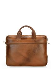 Load image into Gallery viewer, Teakwood Genuine Men Tan Brown Leather Laptop Bag
