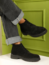 Load image into Gallery viewer, Black  Lace-Up Casual Boots
