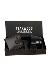 Load image into Gallery viewer, Men Black &amp; Brown Genuine Leather Accessory Gift Set
