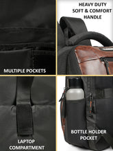 Load image into Gallery viewer, Teakwood Leathers Unisex 35L Laptop Backpack | Premium Vegan Leather | Fits Up to 18 Inch Laptop | Trolley Sleeve, 2 Main Compartments, 2 Front Zip Pockets &amp; Dual Bottle Holders | Travel, Office &amp; Business Backpack, Brown
