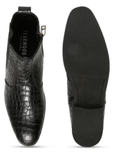 Load image into Gallery viewer, Men&#39;s Croco-Textured Leather Chelsea Boots
